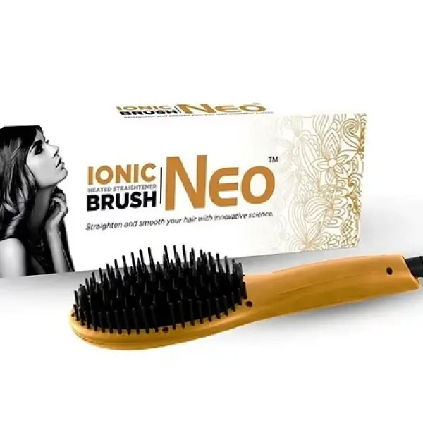 NEO Heated Brush Hot De-tangle Hair Straightener Quick & Easy Straightening