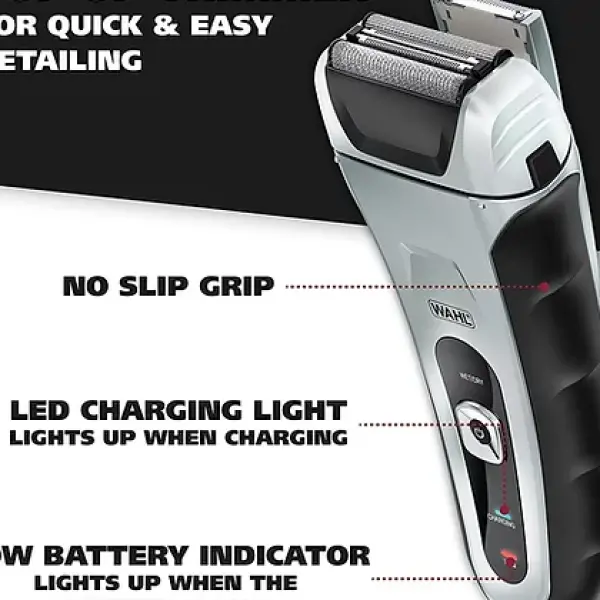 Wahl Speed Shave Rechargeable Wet/Dry Waterproof Facial Hair Shaver 7069