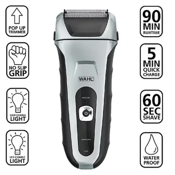 Wahl Speed Shave Rechargeable Wet/Dry Waterproof Facial Hair Shaver 7069